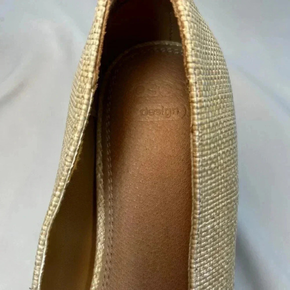 ASOS Design Lake Bow Size 11W Raffia Ballet Pointed Toe Flat Loafer - Picture 9 of 10